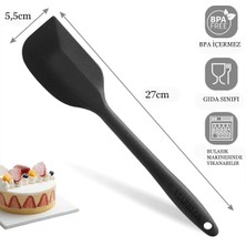 Viarella Silikon Spatula Set Büyük Boy Yanmaz Çizmez Siyah 3'lü