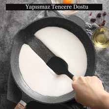 Viarella Silikon Spatula Set Büyük Boy Yanmaz Çizmez Siyah 3'lü