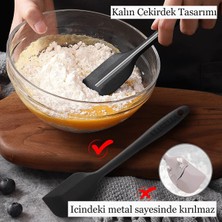 Viarella Silikon Spatula Set Büyük Boy Yanmaz Çizmez Siyah 3'lü