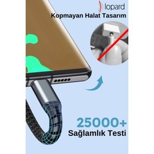 Lopard 100W 3in1 LED li Type-C Hızlı Şarj Data USB Kablosu Koruyucu Silikonlu Örgü Model