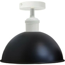 Riolight Vintage,Rustik,Retro Siyah Başlık 1xe27 Duylu Tekli Metal Plofonyer Avize Çap:23cm