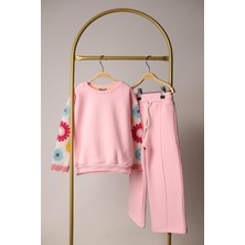 Eflin Butik Açık Pembe Örgü Detaylı Eşofman Takımı