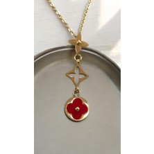 Wisteria Jewelry Dört Yapraklı Yonca Figürlü Gold Renk Çelik Kolye 316L