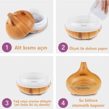 Mediterian Kahverengi 7 Led Işıklı Aromatik Oda Kokusu Hava Nemlendirici 550 ml Kahve Aroma Difüzörü Buhar