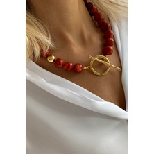 Bonnjerra Jewellery Özel Tasarım T Kilit Detaylı Mercan Kolye