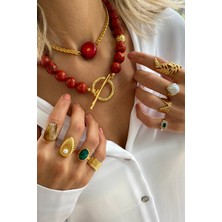 Bonnjerra Jewellery Özel Tasarım T Kilit Detaylı Mercan Kolye