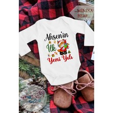 Miniya Bebe .... Ilk Yeni Yılı Noel Baskılı Unisex Uzun Kol Yeni Yıl Zıbın