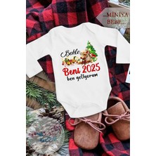 Miniya Bebe Bekle Beni Yeni Yıl Ben Geliyorum Baskılı Unisex Uzun Kol Christmas Zıbın