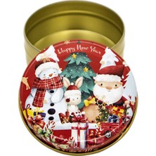 Yılbaşı Metal Kutu Kırmızı Noel Baba Tavşan 7 cm 5li Yılbaşı Mum Kavanozu Mum Kalıbı Hediye Kutusu