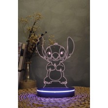 Yubi Design Stitch , Lilo & Stitch - 3 Boyut Görünümlü 16 Renk Dekoratif Lamba Hediye 3d