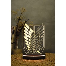 Yubi Design Attack On Titan Logo - 3 Boyutlu 16 Renk Dekoratif Gece Lambası 3d