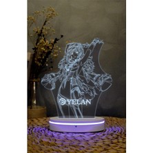 Yubi Design Yelan , Genshin Impact - 3 Boyutlu Led Lamba 16 Renk Dekoratif Gece Lambası 3d