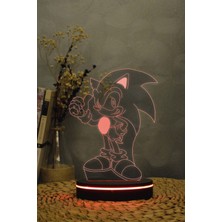 Yubi Design Sonic - 3 Boyutlu 16 Renk Dekoratif Gece Lambası 3d