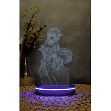 Yubi Design Ganyu , Genshin Impact - 3 Boyutlu Led Lamba 16 Renk Dekoratif Anime Gece Lambası 3d