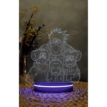 Yubi Design Kakashi, Naruto, Sasuke, Sakura - 3 Boyutlu Led Lamba 16 Renk Dekoratif Anime Gece Lambası 3d