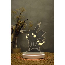 Yubi Design Pikachu , Pokemon - 3 Boyutlu 16 Renk Dekoratif Gece Lambası 3d