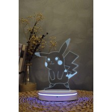 Yubi Design Pikachu , Pokemon - 3 Boyutlu 16 Renk Dekoratif Gece Lambası 3d