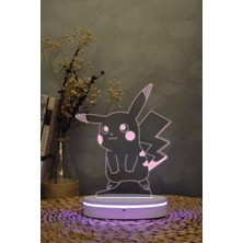 Yubi Design Pikachu , Pokemon - 3 Boyutlu 16 Renk Dekoratif Gece Lambası 3d