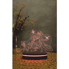 Yubi Design Hu Tao , Genshin Impact - 3 Boyutlu Led Lamba 16 Renk Dekoratif Anime Gece Lambası 3d