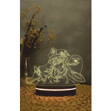 Yubi Design Hu Tao , Genshin Impact - 3 Boyutlu Led Lamba 16 Renk Dekoratif Anime Gece Lambası 3d