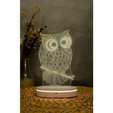 Yubi Design Baykuş - 3 Boyutlu Led Lamba 16 Renk Dekoratif Anime Gece Lambası 3d