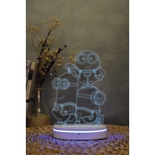 Yubi Design 3 Minions - 3 Boyutlu 16 Renk Dekoratif Gece Lambası 3d