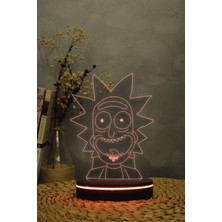 Yubi Design Rick , Rick And Morty - 3 Boyutlu 16 Renk Dekoratif Gece Lambası 3d