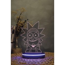 Yubi Design Rick , Rick And Morty - 3 Boyutlu 16 Renk Dekoratif Gece Lambası 3d