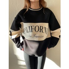 Unisex California Yazılı Şardonlu Bisiklet Yaka Sweatshirt