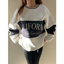 Unisex California Yazılı Şardonlu Bisiklet Yaka Sweatshirt