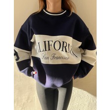 Unisex California Yazılı Şardonlu Bisiklet Yaka Sweatshirt