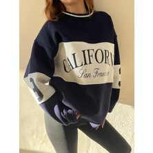 Unisex California Yazılı Şardonlu Bisiklet Yaka Sweatshirt