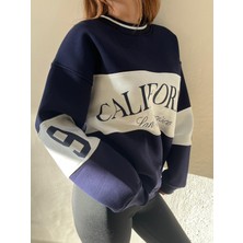 Unisex California Yazılı Şardonlu Bisiklet Yaka Sweatshirt