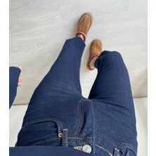 Yüksek Bel Kesik Paça Kadın Jean Boyfit