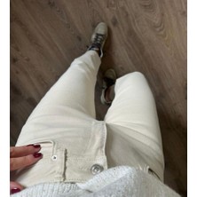 Yüksek Bel Kesik Paça Kadın Jean Boyfit
