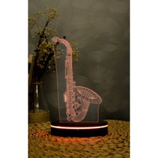 Yubi Design Saksafon , Saxophone - 3 Boyutlu Led Lamba 16 Renk Dekoratif Anime Gece Lambası 3d