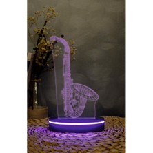 Yubi Design Saksafon , Saxophone - 3 Boyutlu Led Lamba 16 Renk Dekoratif Anime Gece Lambası 3d