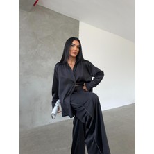 Saten Taşlı Siyah Ikili Takım