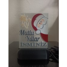 3d Dönüşüm Atölyesi Yılbaşı Hediyesi Isme Özel Dekoratif Led Lamba M3 - Noel Baba - Kablolu Adaptörlü - Kırmızı Işıklı