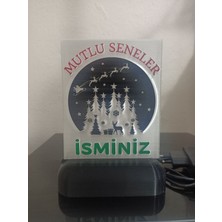 3d Dönüşüm Atölyesi Yılbaşı Hediyesi Isme Özel Dekoratif Led Lamba M2 - Noel Manzara - Kablolu Adaptörlü - Beyaz Işık