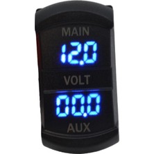 12V-24V DİJİTAL VOLTMETRE (ÇİFT EKRAN, AYNI ANDA İKİ AYRI VOLTAJ) (ANAHTAR TİPİ) (MAVİ IŞIK)