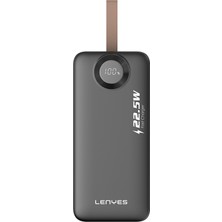 Lenyes PX387D LED Göstergeli Taşınabilir Mini Powerbank 22.5W 30.000MAH Siyah