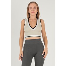 Doremi Seamless Crop Renk Bloklu Spor Bluz
