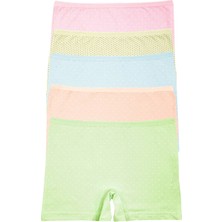 New Lilla 101 Mini Puan Çok Renkli Kız Çocuk Boxer Şort Paketi 5'li Pamuk Kumaş Normal Bel