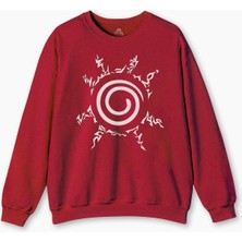 Kırmızı Sweatshirt Kyuubi Seal Of Naruto Jinchuuriki Anime Baskılı Sweat Swet