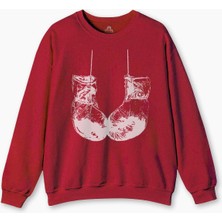 Bisiklet Yaka Sweatshirt Muhammed Ali Clay Boks Eldiveni Baskılı Sweet Erkek