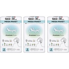 Sleepy Bio Natural Premium Plus Hijyenik Ped Mega Paket Gece 30X3 (90 Adet)