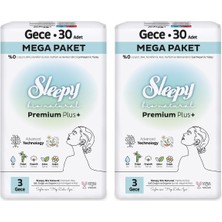 Sleepy Bio Natural Premium Plus Hijyenik Ped Mega Paket Gece 30X2 (60 Adet)