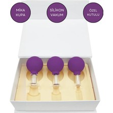 Mika Silikon Vakumlu Yüz Masaj Kupası 3'lü Set Mor Renk