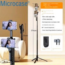 Microcase K28 Telefonlar Için Çift Işıklı Kablosuz Bluetooth Selfie Çubuğu Tripod 170 cm - AL4638